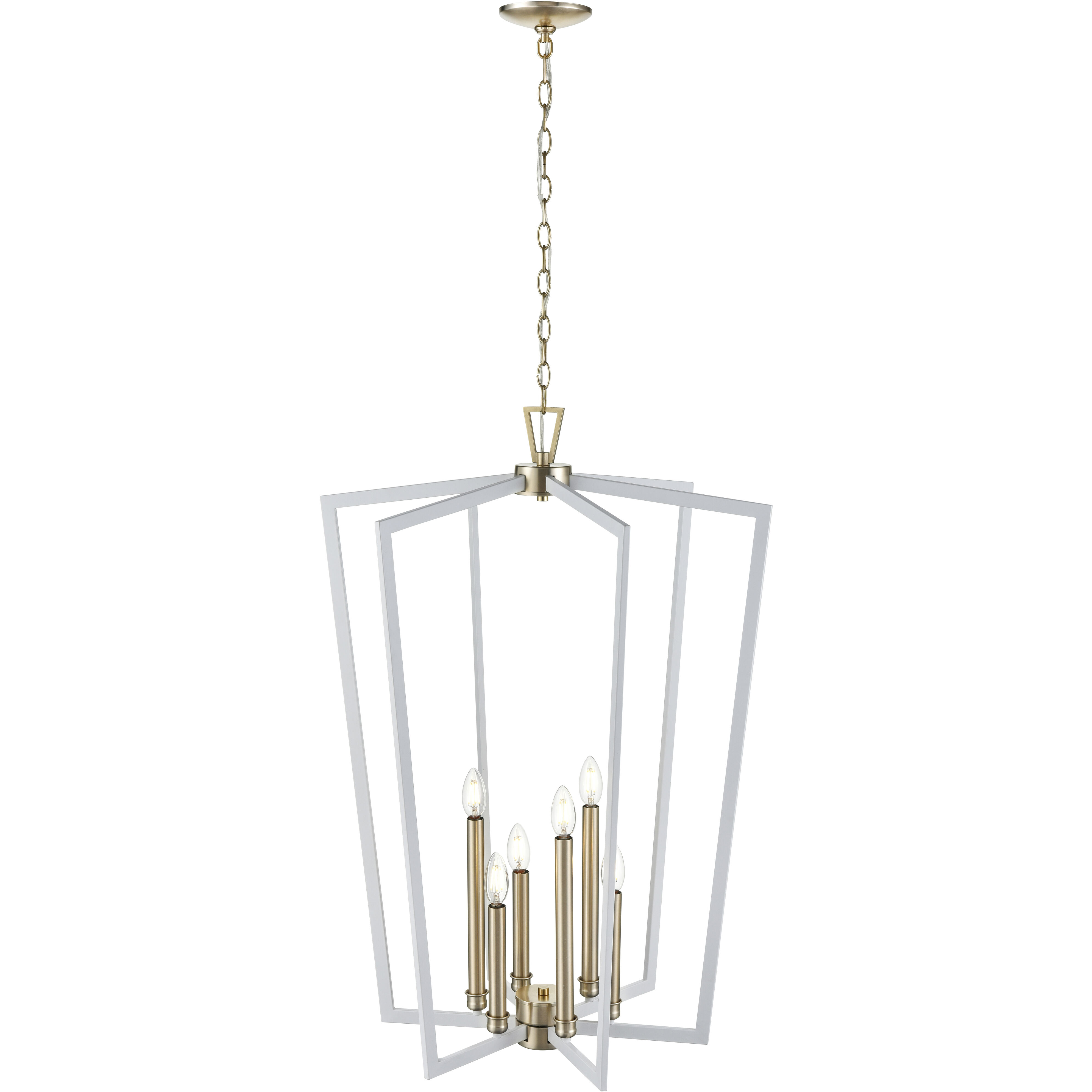 Lizabeth 6 Light 25 inch Matte White/Modern Gold Pendant Ceiling Light